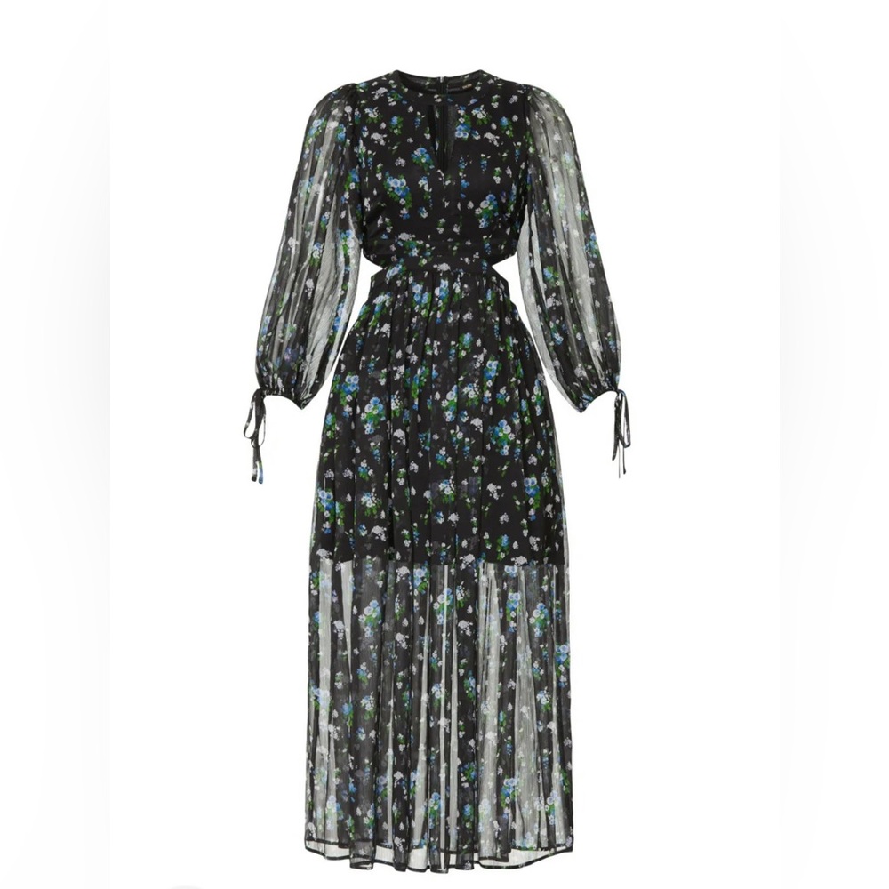 NWT Maje Long Cut Out Dress in Blue Bouquet - Picture 7 of 14